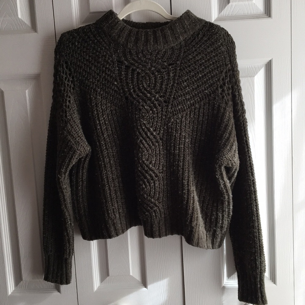 American Eagle Crop Mock Neck Sweater